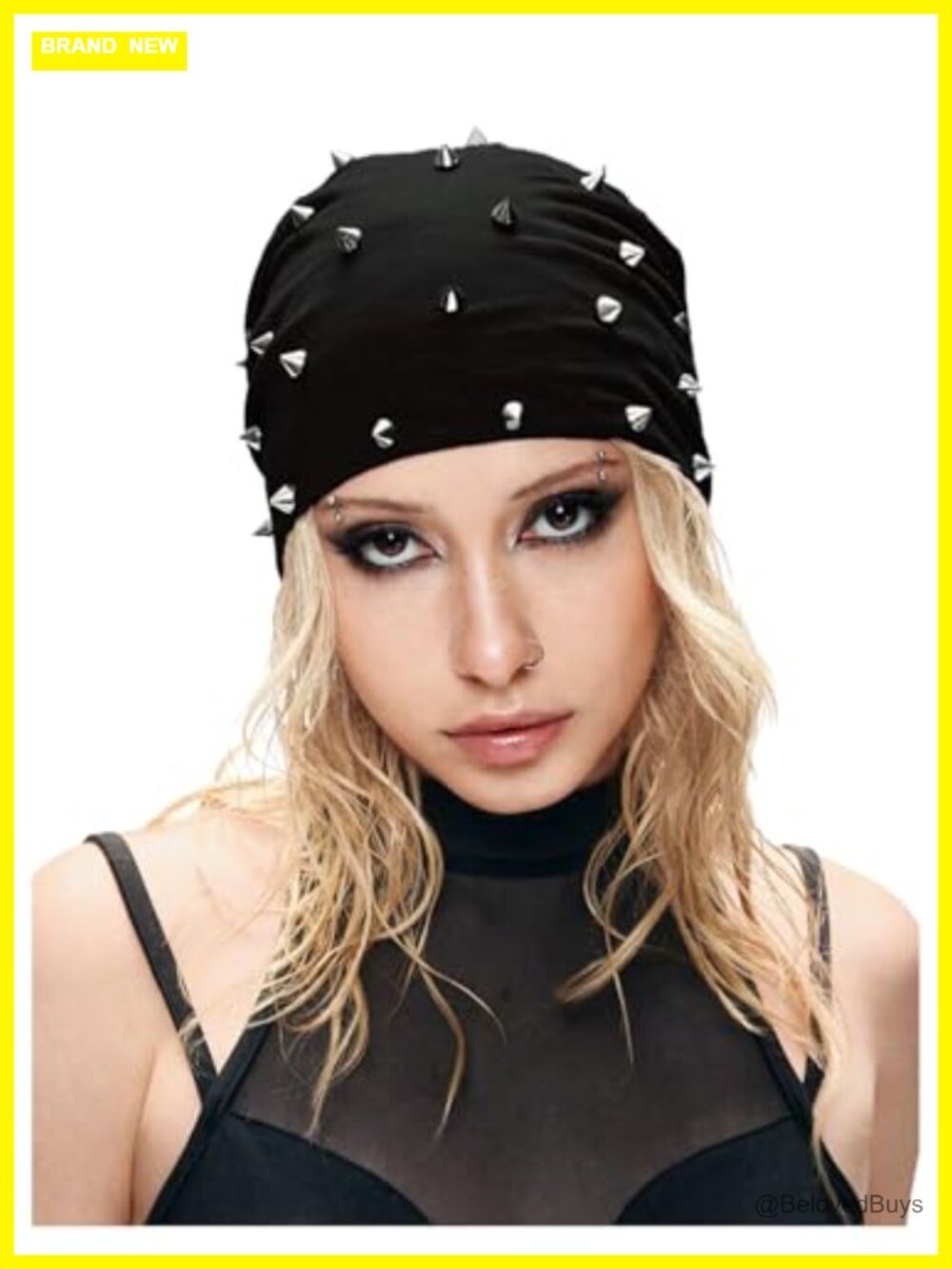 Gothic Punk Studded Beanie Rivet Rock Skull Cap Grunge Hat